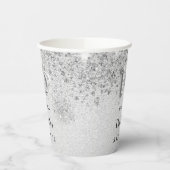 Gobelets En Papier Sweet 16 parties scintillant argent nom monogramme (Gauche)