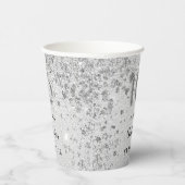 Gobelets En Papier Sweet 16 parties scintillant argent nom monogramme (Droite)