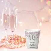 Gobelets En Papier Sweet 16 parties scintillant rose argent scintille