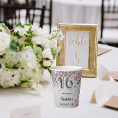 Gobelets En Papier Sweet 16 parties scintillant rose argent scintille