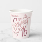 Gobelets En Papier Sweet 16 Rose Gold (Recto)