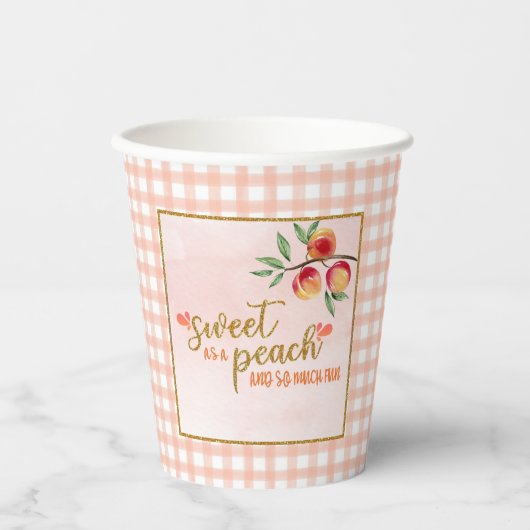 Gobelets En Papier Sweet as a Peach Birthday Paper Cups (Recto)
