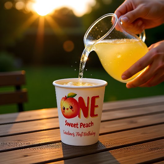 Gobelets En Papier Sweet Little Peach First Birthday