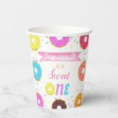 Gobelets En Papier Sweet One Donut Anniversaire Plaques papier d'invi (Verso)