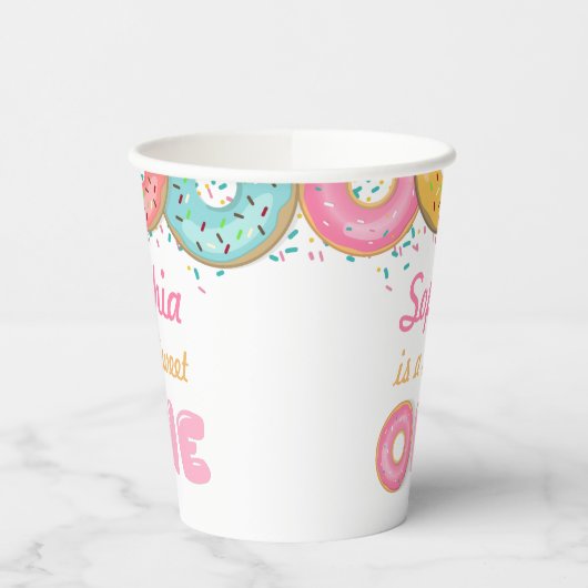 Gobelets En Papier Sweet One Donut Première fête d'anniversaire (Gauche)