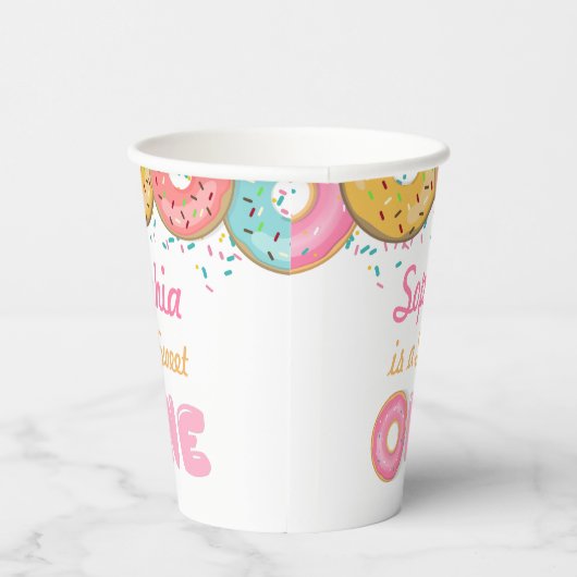 Gobelets En Papier Sweet One Donut Première fête d'anniversaire (Droite)