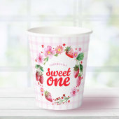 Gobelets En Papier Sweet One fraise Premier Anniversaire rose Plaid