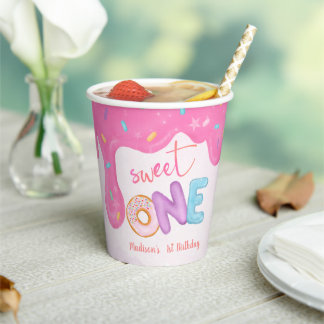 Gobelets En Papier Sweet One Rose Frosting Girl's premier anniversair