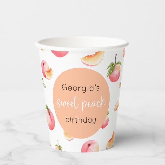 Gobelets En Papier Sweet Peach 1er anniversaire (Recto)
