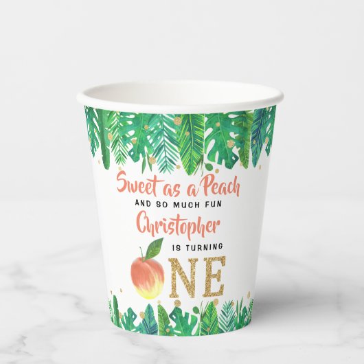 Gobelets En Papier Sweet Peach Boys 1er anniversaire (Recto)