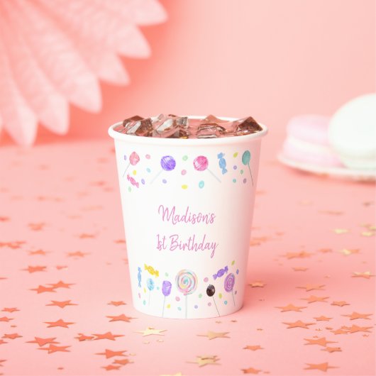 Gobelets En Papier Sweet Shop Lollipop Candy Anniversaire (Insitu)