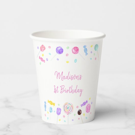 Gobelets En Papier Sweet Shop Lollipop Candy Anniversaire (Verso)