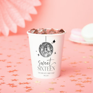 Gobelets En Papier Sweet sixteen Disco Ball 16ème anniversaire