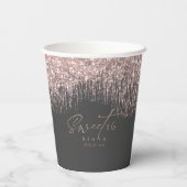 Gobelets En Papier Sweet sixteen étincelant Rose or/noir ID912 (Verso)