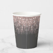 Gobelets En Papier Sweet sixteen étincelant Rose or/noir ID912 (Droite)