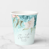 Gobelets En Papier Sweet sixteen Floral Sparkles ID Turquoise912 (Recto)