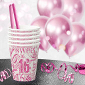 Gobelets En Papier Sweet sixteen Sparkle Word Cloud rose ID265