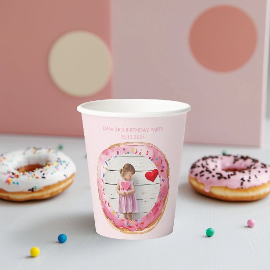 Gobelets En Papier Sweet Time Pastel Pink Donut Anniversaire