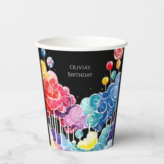 Gobelets En Papier Sweet Whimsical Candyland Anniversaire (Recto)