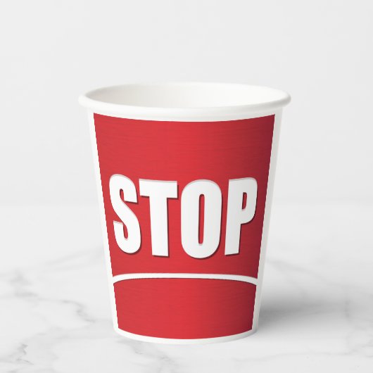 Gobelets En Papier Symbole d'arrêt rouge gras (Recto)