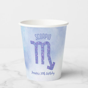 Gobelets En Papier SYMBOLE D'Astrologie Scorpio Personnalisé Violet
