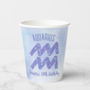Gobelets En Papier Symbole d'astrologie violette Cute Aquarius fête d