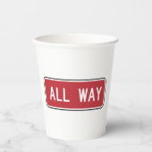 Gobelets En Papier Symbole de rue Rouge tout-en-long (Recto)