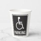 Gobelets En Papier Symbole de stationnement en fauteuil roulant (Recto)