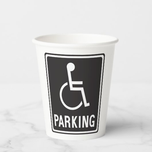 Gobelets En Papier Symbole de stationnement en fauteuil roulant (Recto)
