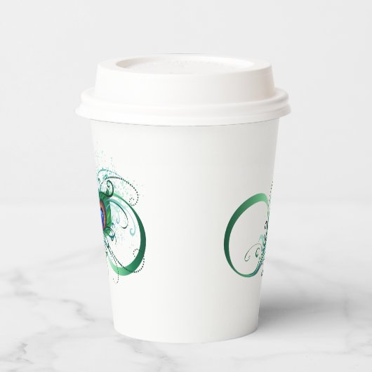 Gobelets En Papier Symbole d'infini avec plume de paon (Gauche)