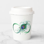 Gobelets En Papier Symbole d'infini avec plume de paon (Recto)