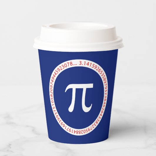 Gobelets En Papier Symbole Pi en cercle sur bleu marine (Verso)