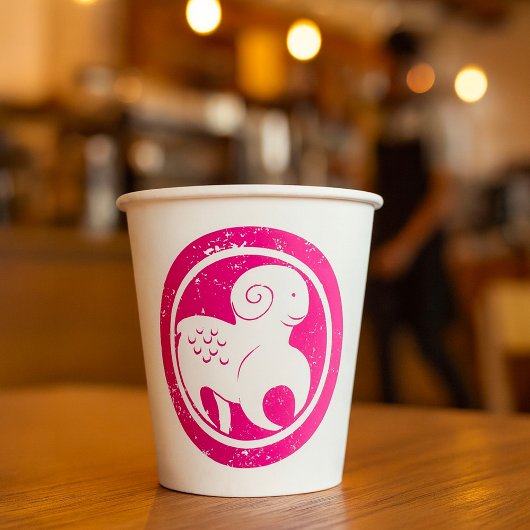 Gobelets En Papier SYMBOLE Zodiaque Aries Grunge Ram Rose Astrologie