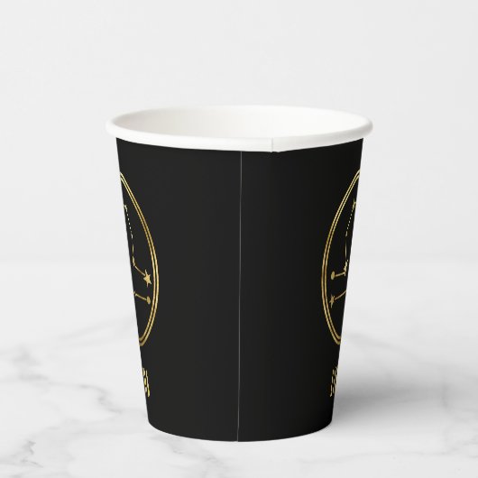 Gobelets En Papier SYMBOLE Zodiaque Libra Astrologie Or & Noir (Droite)