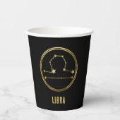 Gobelets En Papier SYMBOLE Zodiaque Libra Astrologie Or & Noir (Recto)