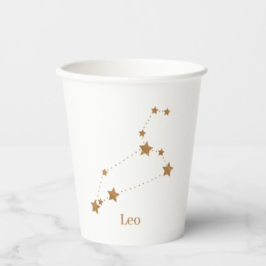 Gobelets En Papier SYMBOLE Zodiaque moderne Gold Leo | Incendie d'élé (Recto)
