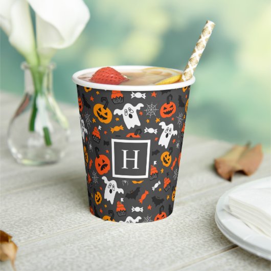 Gobelets En Papier Symboles de couleurs d'Halloween motif (Insitu)