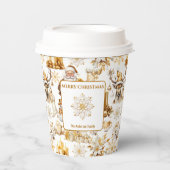 Gobelets En Papier Symboles de Noël or et blanc (Recto)