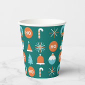 Gobelets En Papier Symboles de Noël vert et orange moderne Motif (Recto)