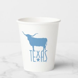 Gobelets En Papier Symboles du Texas, Longhorn, bleu