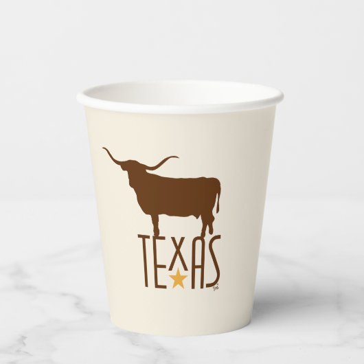 Gobelets En Papier Symboles du Texas, Longhorn, marron (Recto)