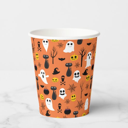 Gobelets En Papier Symboles Halloween éffrayant motif transparent (Verso)