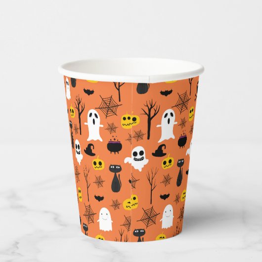 Gobelets En Papier Symboles Halloween éffrayant motif transparent (Droite)