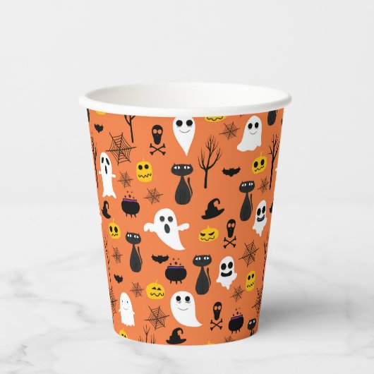 Gobelets En Papier Symboles Halloween éffrayant motif transparent (Recto)