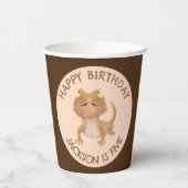 Gobelets En Papier Sympa anniversaire barbu personnalisées de lézard (Verso)