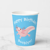 Gobelets En Papier Sympa rose heureux axolotl anniversaire personnali (Verso)