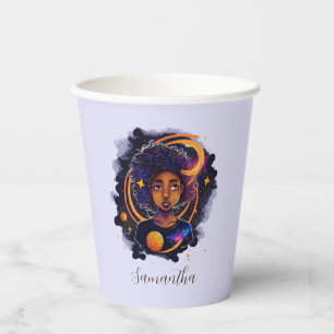 Gobelets En Papier Système solaire Afro Femme