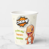 Gobelets En Papier T-Rex De Dinosaure Orange Cute (Recto)