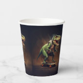 Gobelets En Papier T-Rex Dinosaur Rising a Skateboard Anniversaire Pa (Verso)