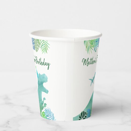 Gobelets En Papier T-Rex Dinosaur Végétal Anniversaire (Droite)